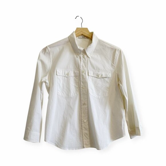Prada White Stretch Cotton Button Down Shirt, size Italian 44/10 US, - Picture 1 of 15